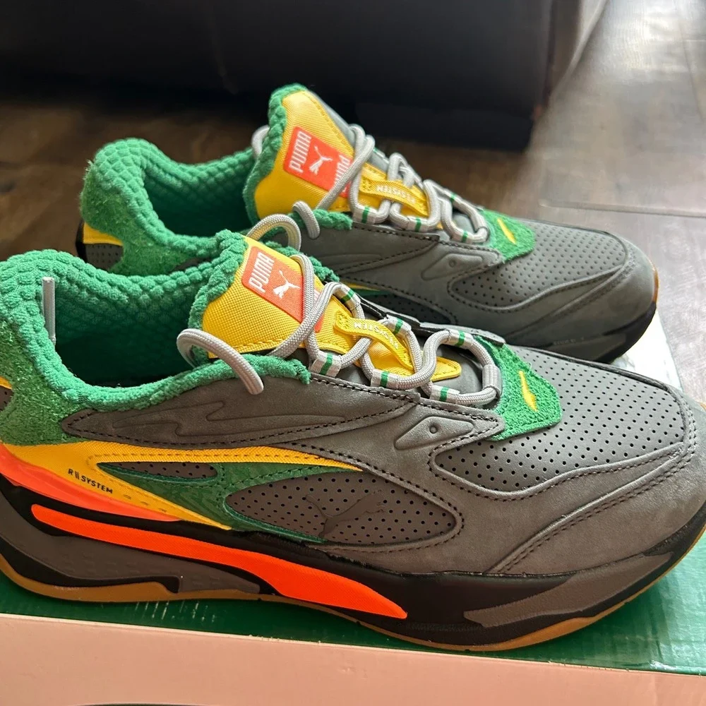 Puma RS-Fast Veggies JR Sneakers Grey Green Orange 380812-01 Mens 5C Womens 6.5
